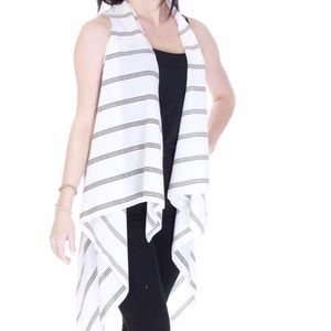 Classy White and Black Striped Vest